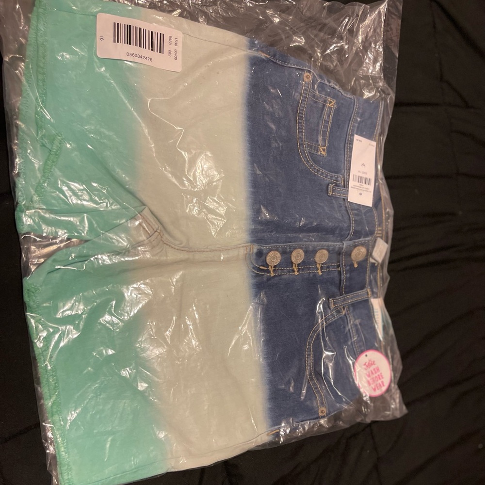 Justice multi color denim shorts